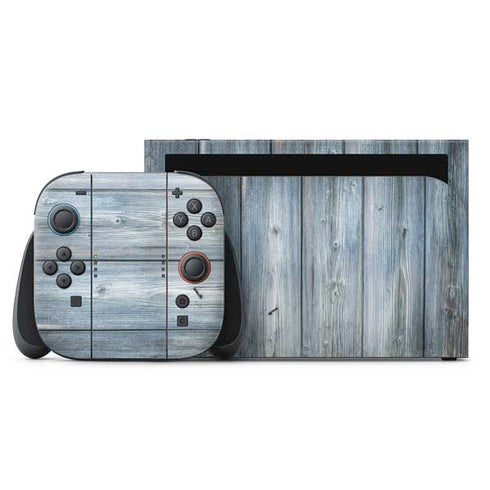 Weathered Blue Wood Nintendo Skins