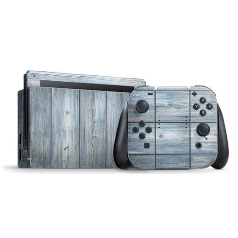 Weathered Blue Wood Nintendo Skins