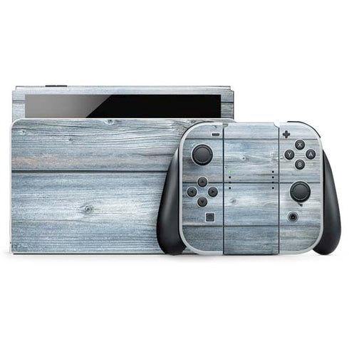 Weathered Blue Wood Nintendo Skins