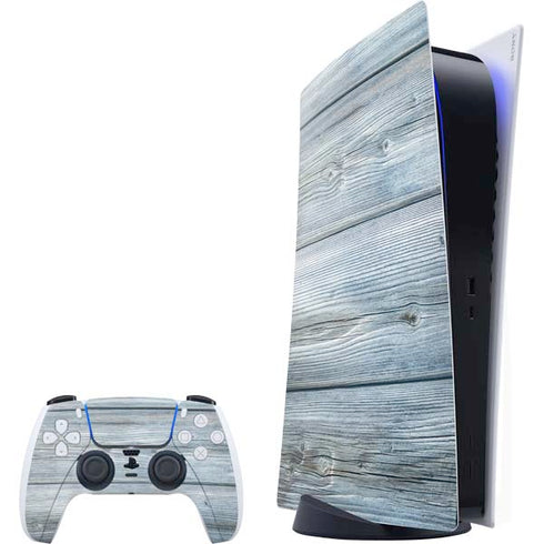 Weathered Blue Wood PlayStation PS5 Skins
