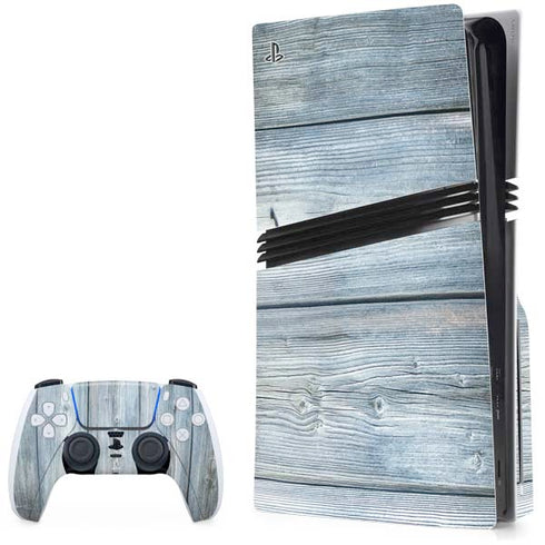 Weathered Blue Wood PS5 Pro Disk Bundle Skin