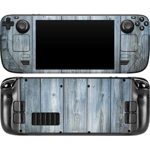 Weathered Blue Wood Steam Deck Handheld Gaming Computer OLED Skin