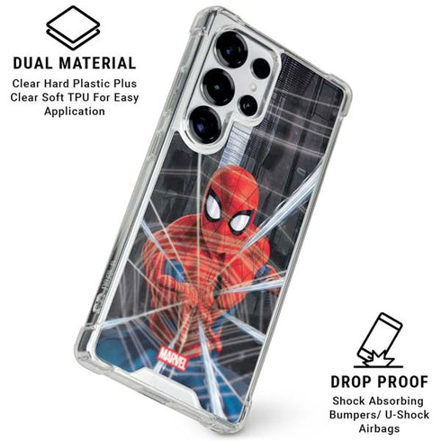 Marvel Spiderman Web Throw Galaxy S26 Ultra Clear Case