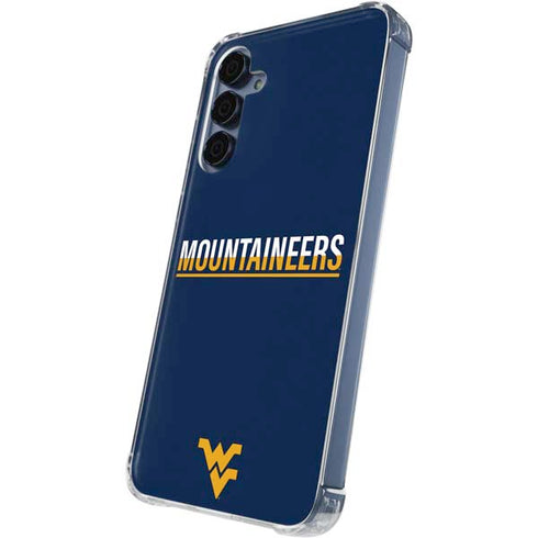 West Virginia University Blue Wood Floor Galaxy A35 5G Clear Case