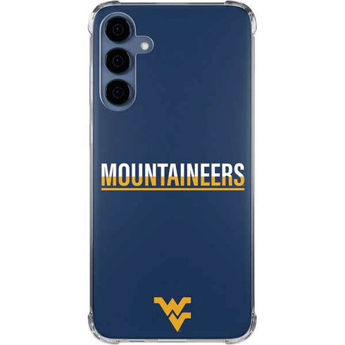 West Virginia University Blue Wood Floor Galaxy A55 5G Clear Case