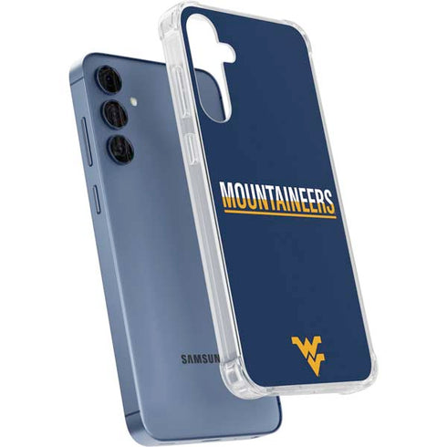 West Virginia University Blue Wood Floor Galaxy A55 5G Clear Case