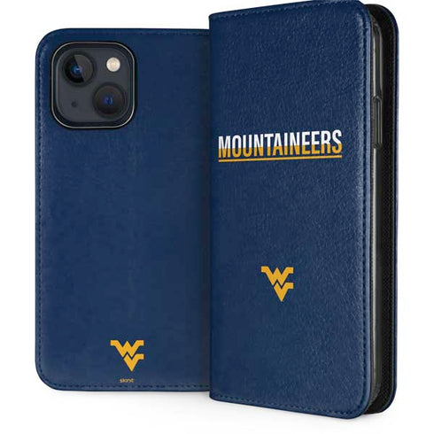 West Virginia University Blue Wood Floor iPhone 15 Plus Folio Case