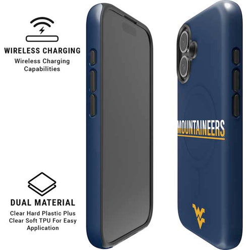 West Virginia University Blue Wood Floor iPhone 16 Magsafe Impact Case