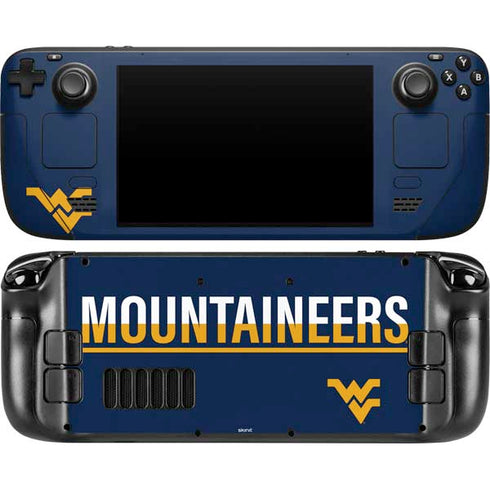 West Virginia University Blue Wood Floor Steam Deck Handheld Gaming Computer OLED Skin