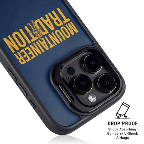 West Virginia University Climb Higher iPhone 15 Pro Max Kickstand Case