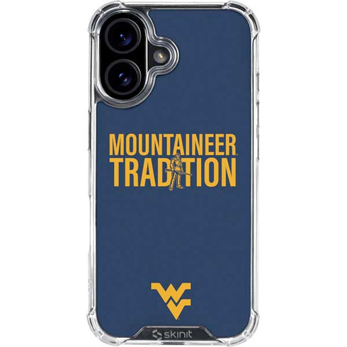 West Virginia University Climb Higher iPhone 16 Plus Clear Case
