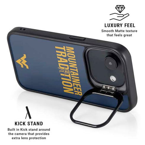 West Virginia University Climb Higher iPhone 16e Kickstand Case