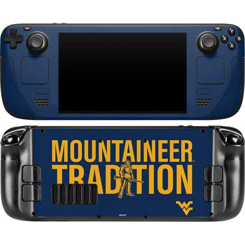 West Virginia University Climb Higher Steam Deck Handheld Gaming Computer OLED Skin
