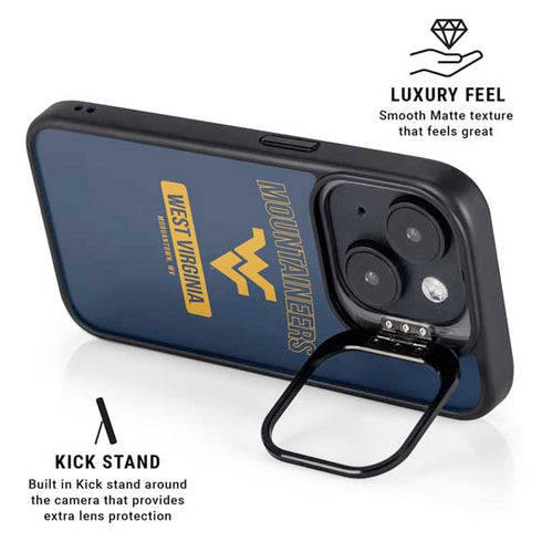 West Virginia University Mountaineers Logo iPhone 15 Plus Kickstand Case