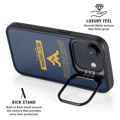 West Virginia University Mountaineers Logo iPhone 16e Kickstand Case