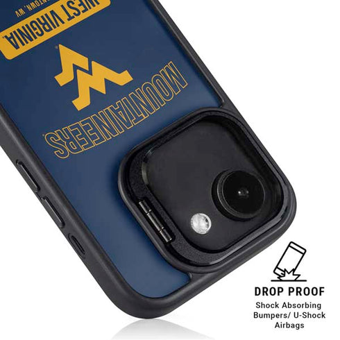 West Virginia University Mountaineers Logo iPhone 16e Kickstand Case
