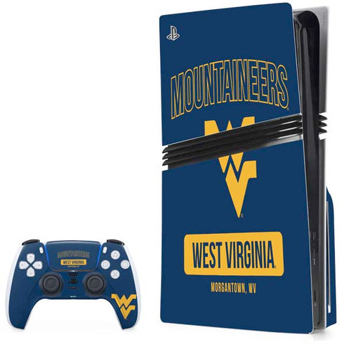 West Virginia University Mountaineers Logo PS5 Pro Disk Bundle Skin