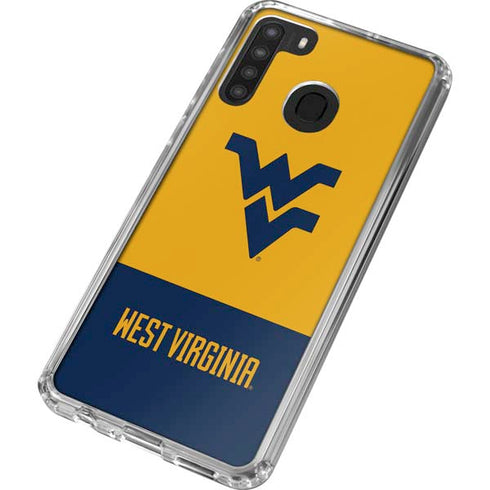 West Virginia University WV Yello split Galaxy A21 Clear Case
