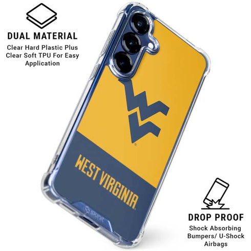West Virginia University WV Yello split Galaxy S25 Plus Clear Case