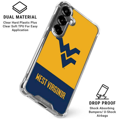 West Virginia University WV Yello split Galaxy S26 Plus Clear Case