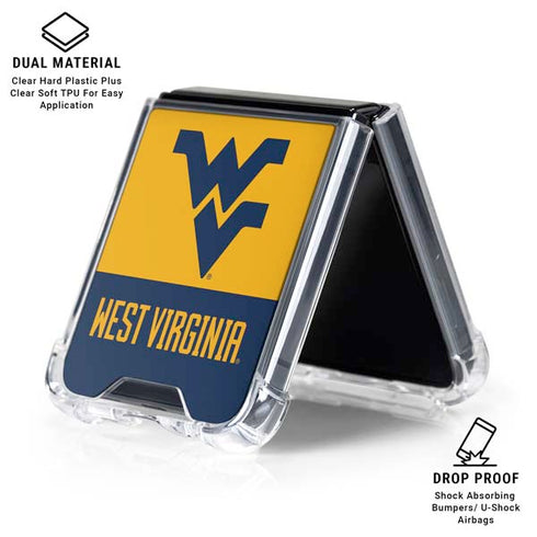 West Virginia University WV Yello split Galaxy Z Flip6 Clear Case