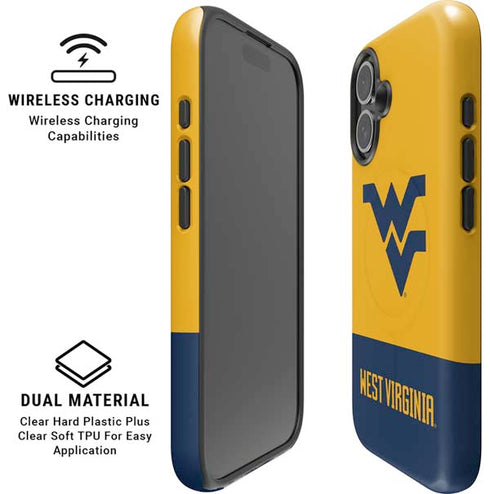 West Virginia University WV Yello split iPhone 16 Plus Magsafe Impact Case