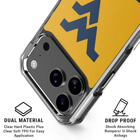 West Virginia University WV Yello split iPhone 18 Pro Clear Case