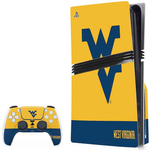 West Virginia University WV Yello split PS5 Pro Disk Bundle Skin