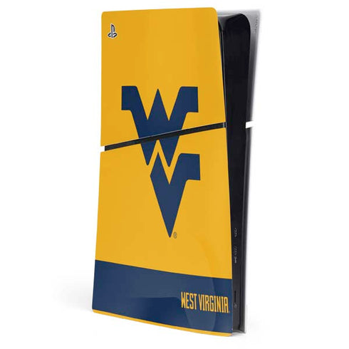 West Virginia University WV Yello split PS5 Slim Digital Edition Console Skin
