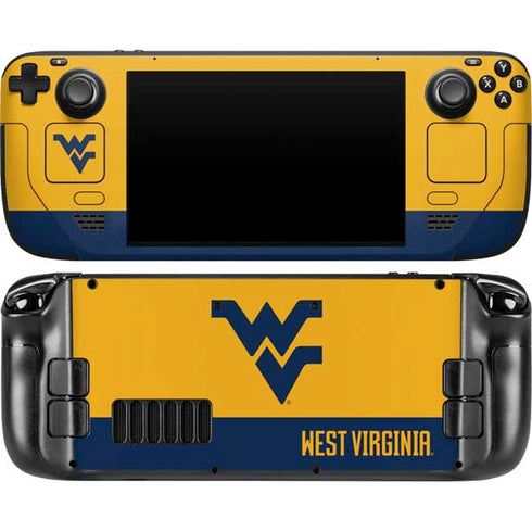 West Virginia University WV Yello split Steam Deck Handheld Gaming Computer OLED Skin