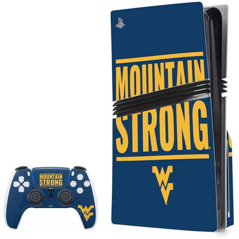 West Virginia University Yellow PS5 Pro Disk Bundle Skin