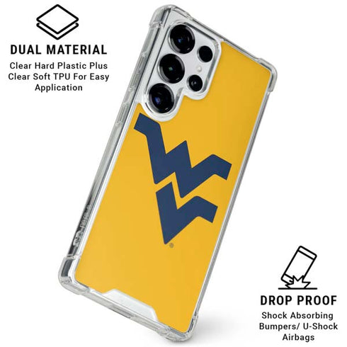 West Virginia University Yellow Background Galaxy S25 Ultra Clear Case