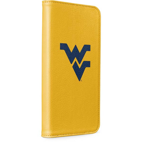West Virginia University Yellow Background iPhone 14 Pro Folio Case