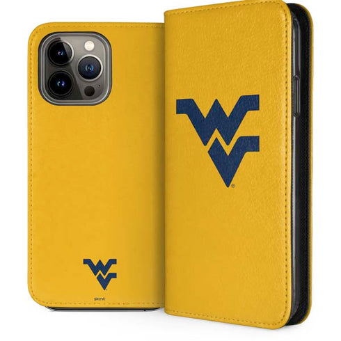 West Virginia University Yellow Background iPhone 14 Pro Max Folio Case