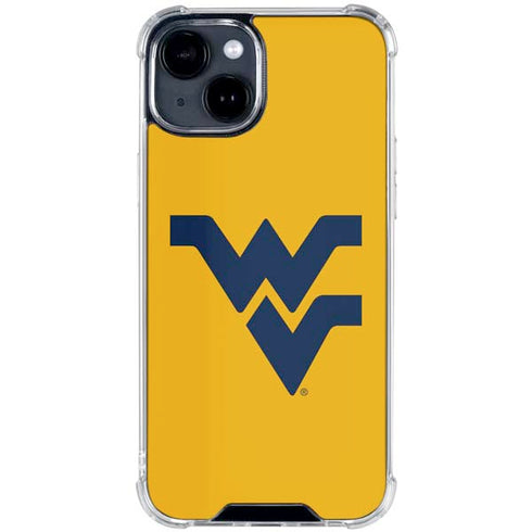 West Virginia University Yellow Background iPhone 15 Clear Case