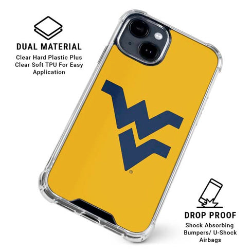 West Virginia University Yellow Background iPhone 15 Clear Case