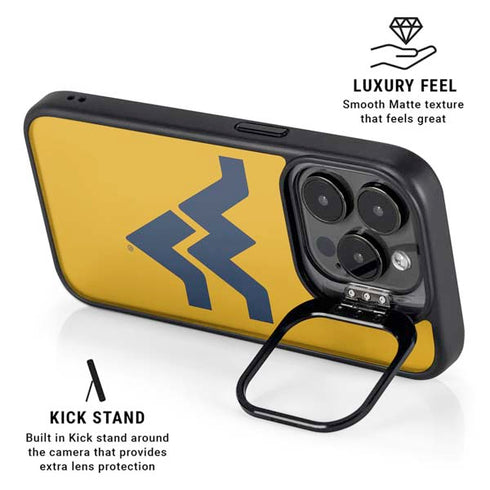 West Virginia University Yellow Background iPhone 15 Pro Kickstand Case