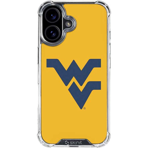 West Virginia University Yellow Background iPhone 16 Clear Case
