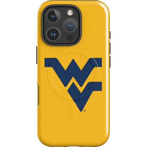 West Virginia University Yellow Background iPhone 16 Pro Magsafe Impact Case