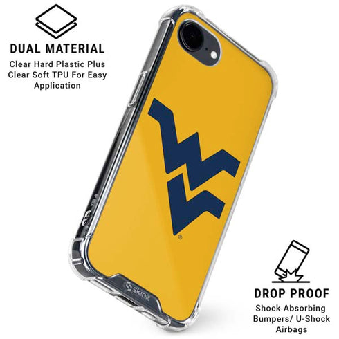West Virginia University Yellow Background iPhone 16e Clear Case