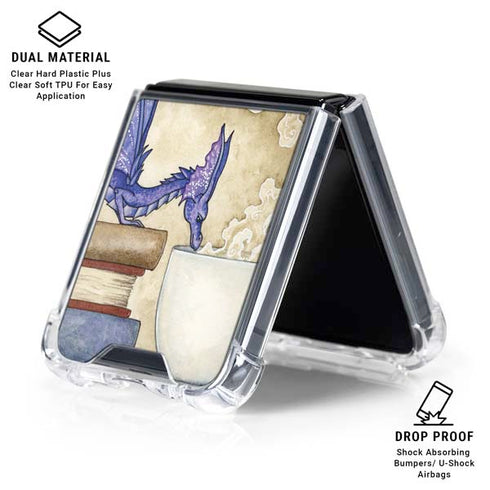 Whats in Here Coffee Dragon by Amy Brown Galaxy Z Flip7 Clear Case