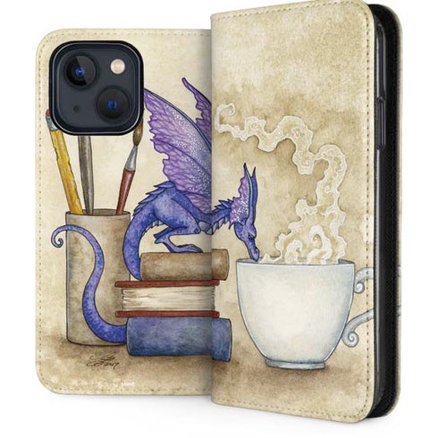 Whats in Here Coffee Dragon by Amy Brown iPhone 15 Folio Case
