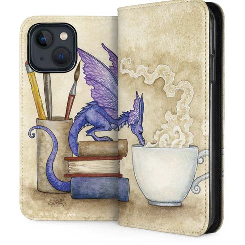 Whats in Here Coffee Dragon by Amy Brown iPhone 15 Plus Folio Case