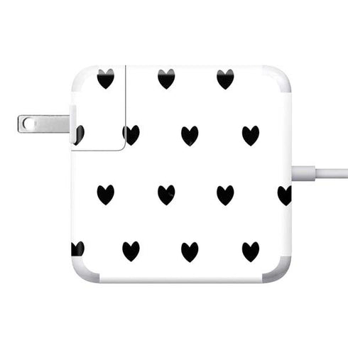 White and Black Hearts 85W Power Adapter (15 and 17 inch MacBook Pro Charger) Skin