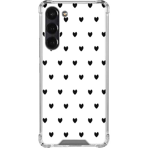 White and Black Hearts Galaxy S24 FE Clear Case