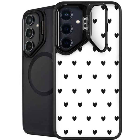 White and Black Hearts Galaxy S25 Plus Kickstand Case