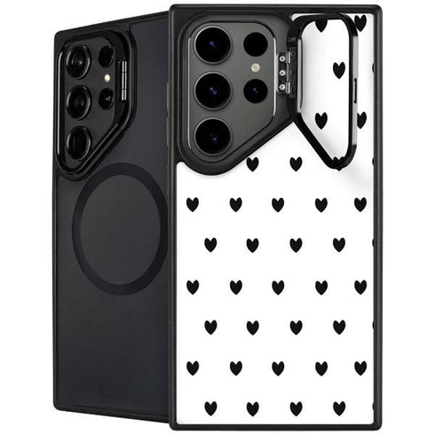 White and Black Hearts Galaxy S25 Ultra Kickstand Case