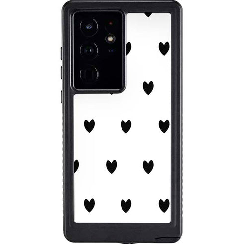 White and Black Hearts Galaxy S24 Ultra Waterproof Case