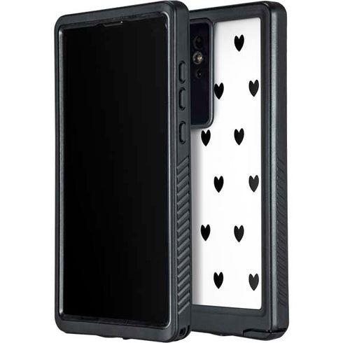 White and Black Hearts Galaxy S24 Ultra Waterproof Case