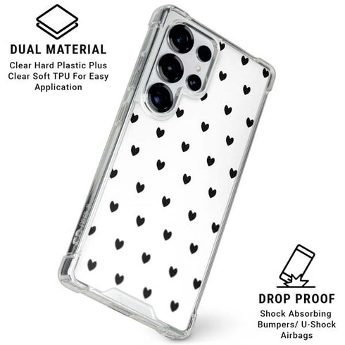White and Black Hearts Galaxy S25 Ultra Clear Case